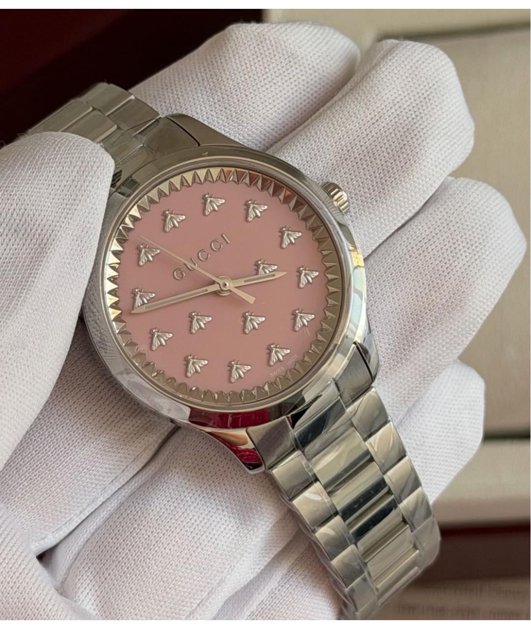 GUCCI Серебряные металлические часы, фото 5