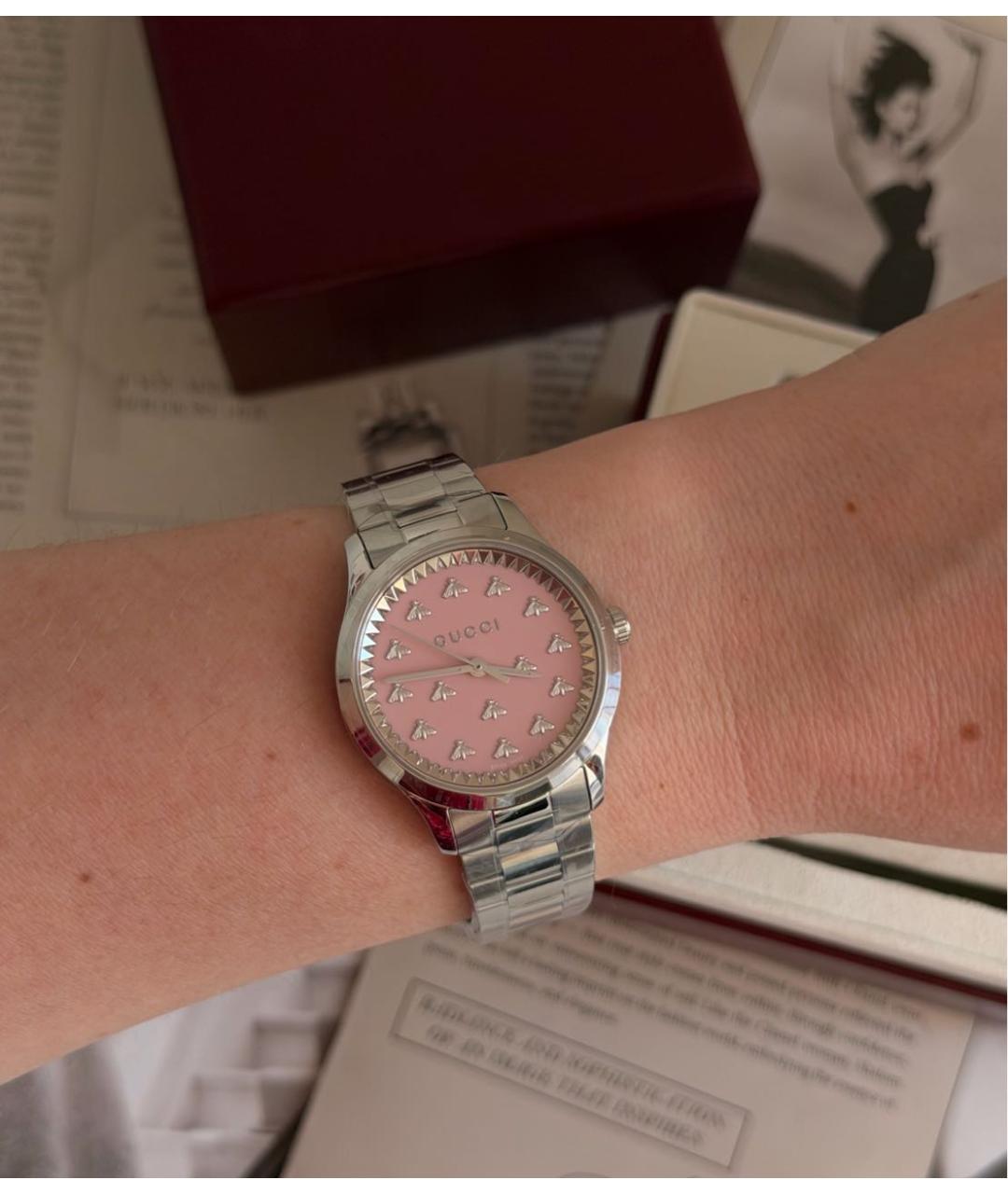 GUCCI Серебряные металлические часы, фото 8