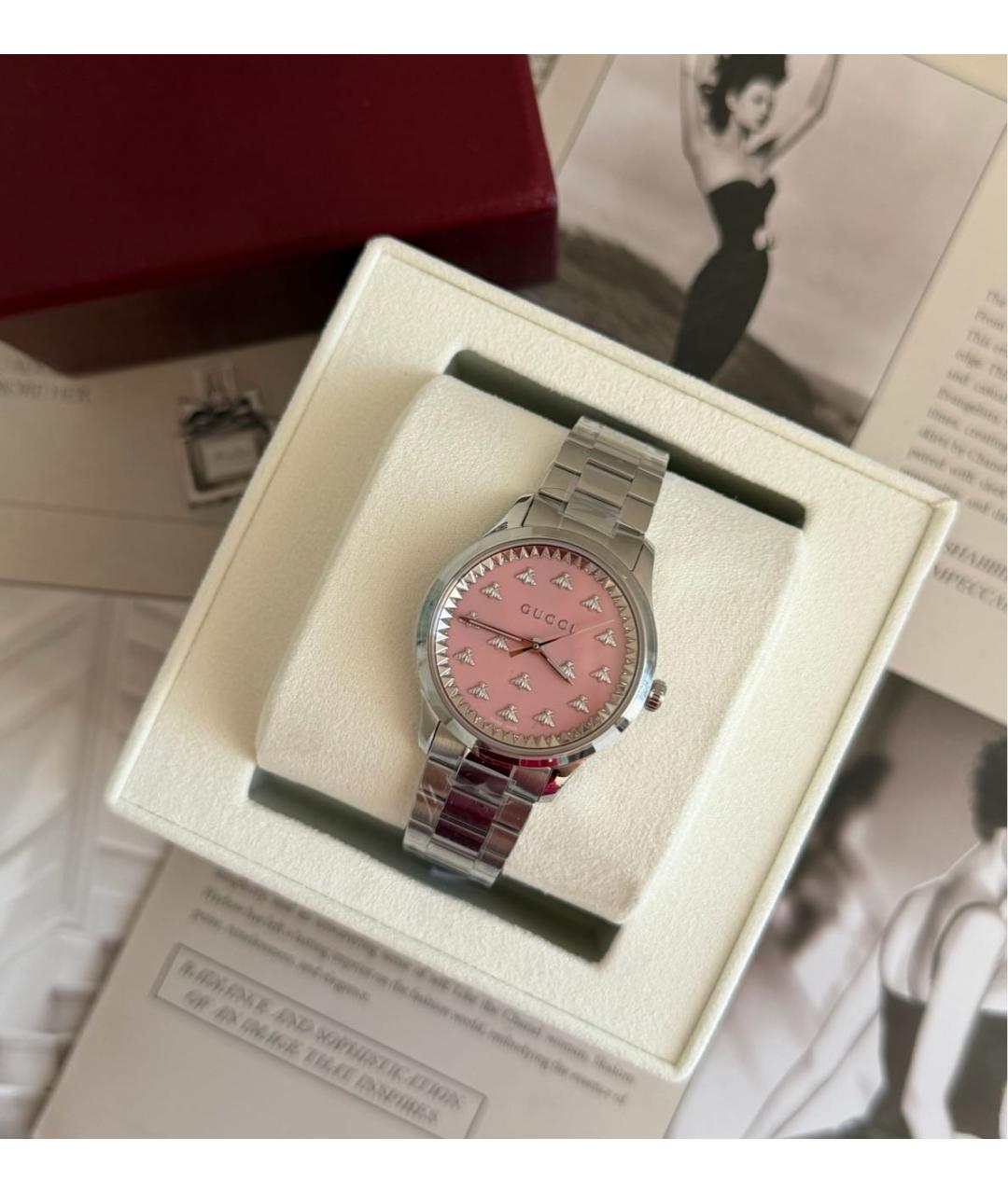 GUCCI Серебряные металлические часы, фото 3