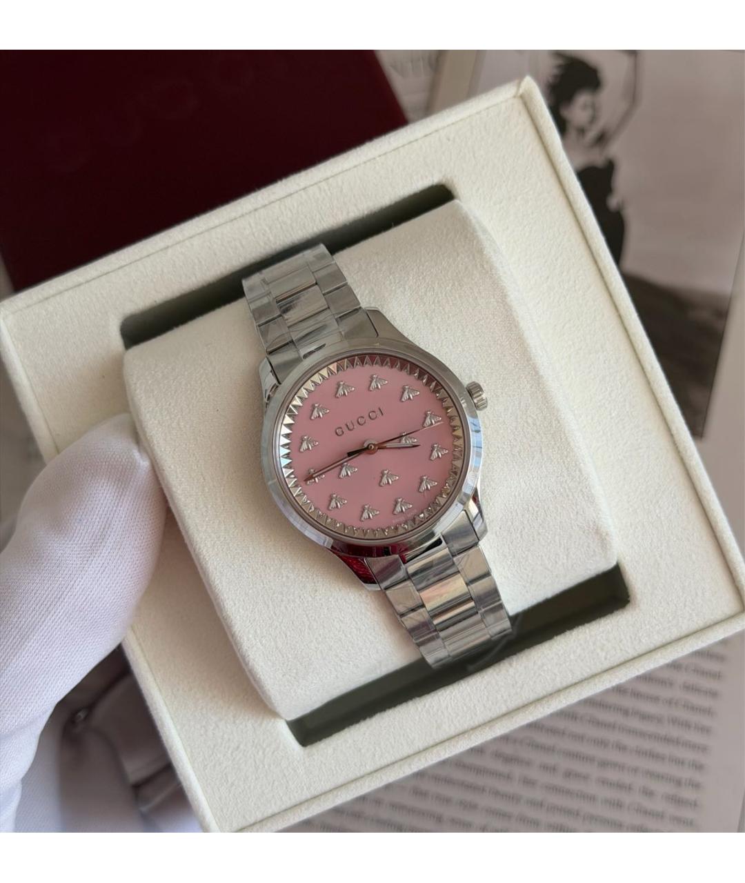 GUCCI Серебряные металлические часы, фото 2