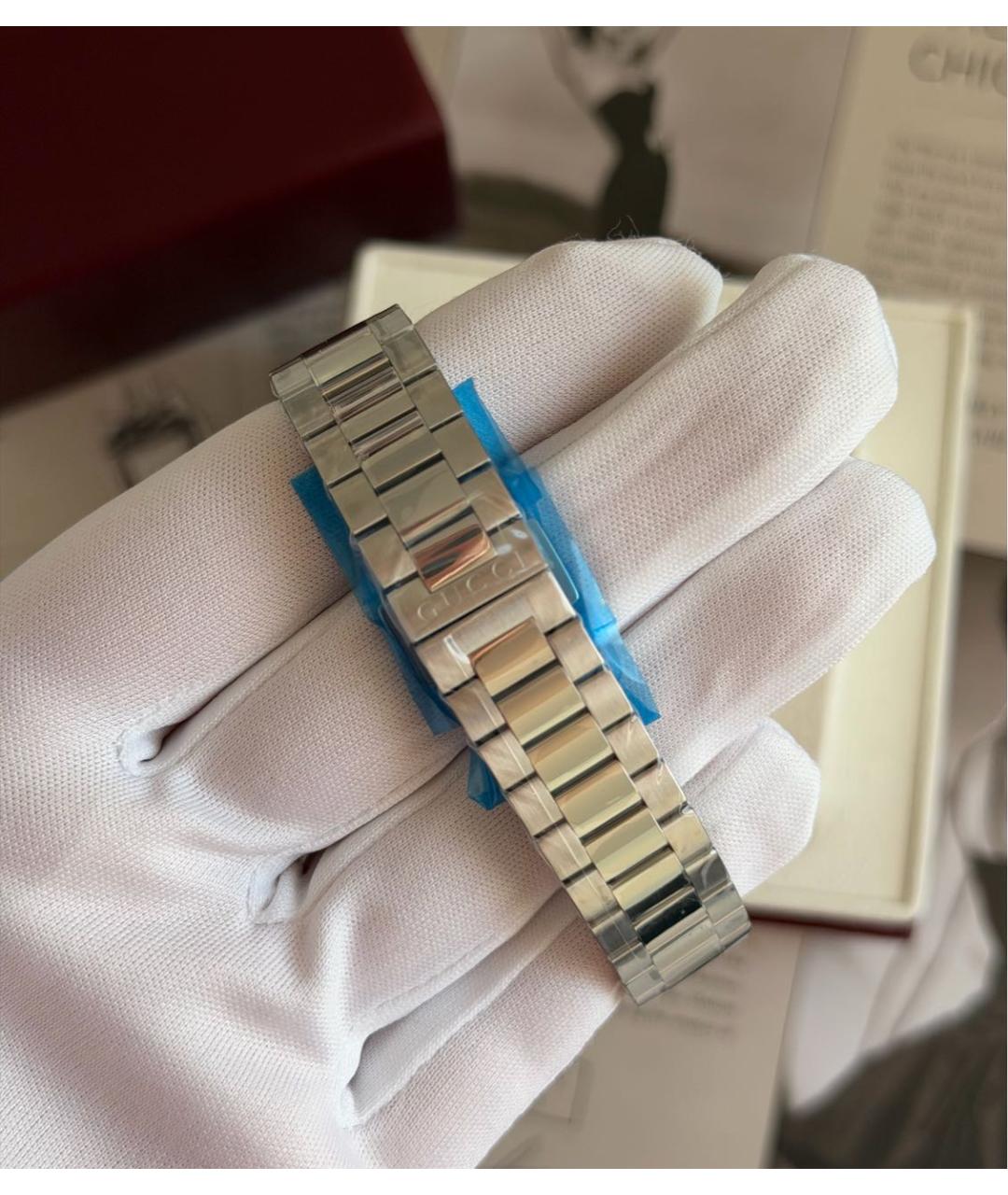 GUCCI Серебряные металлические часы, фото 6