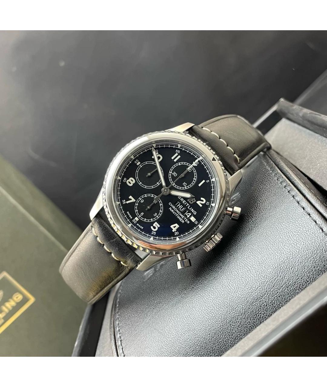 BREITLING Черные металлические часы, фото 8