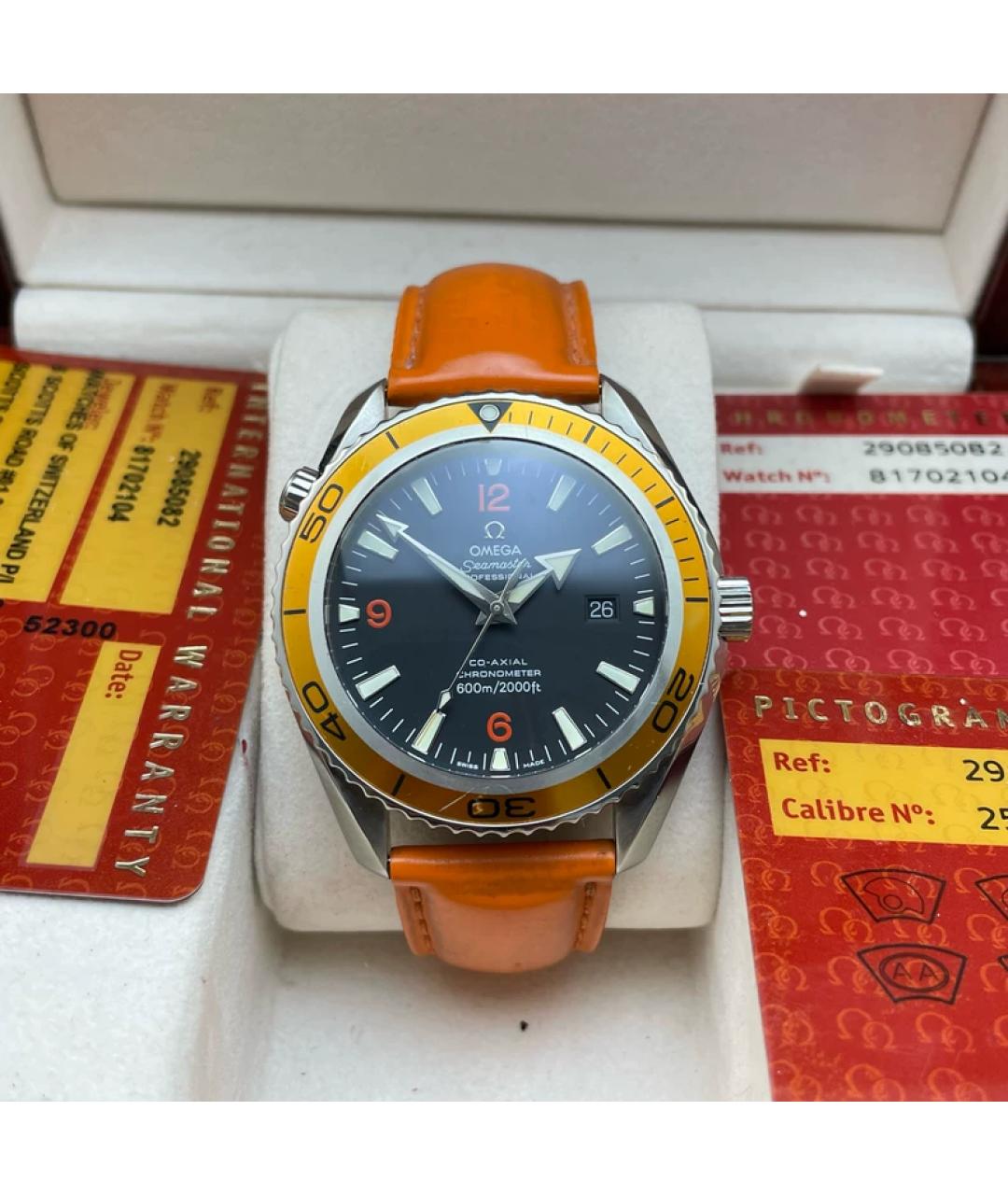 OMEGA Оранжевое металлические часы, фото 8