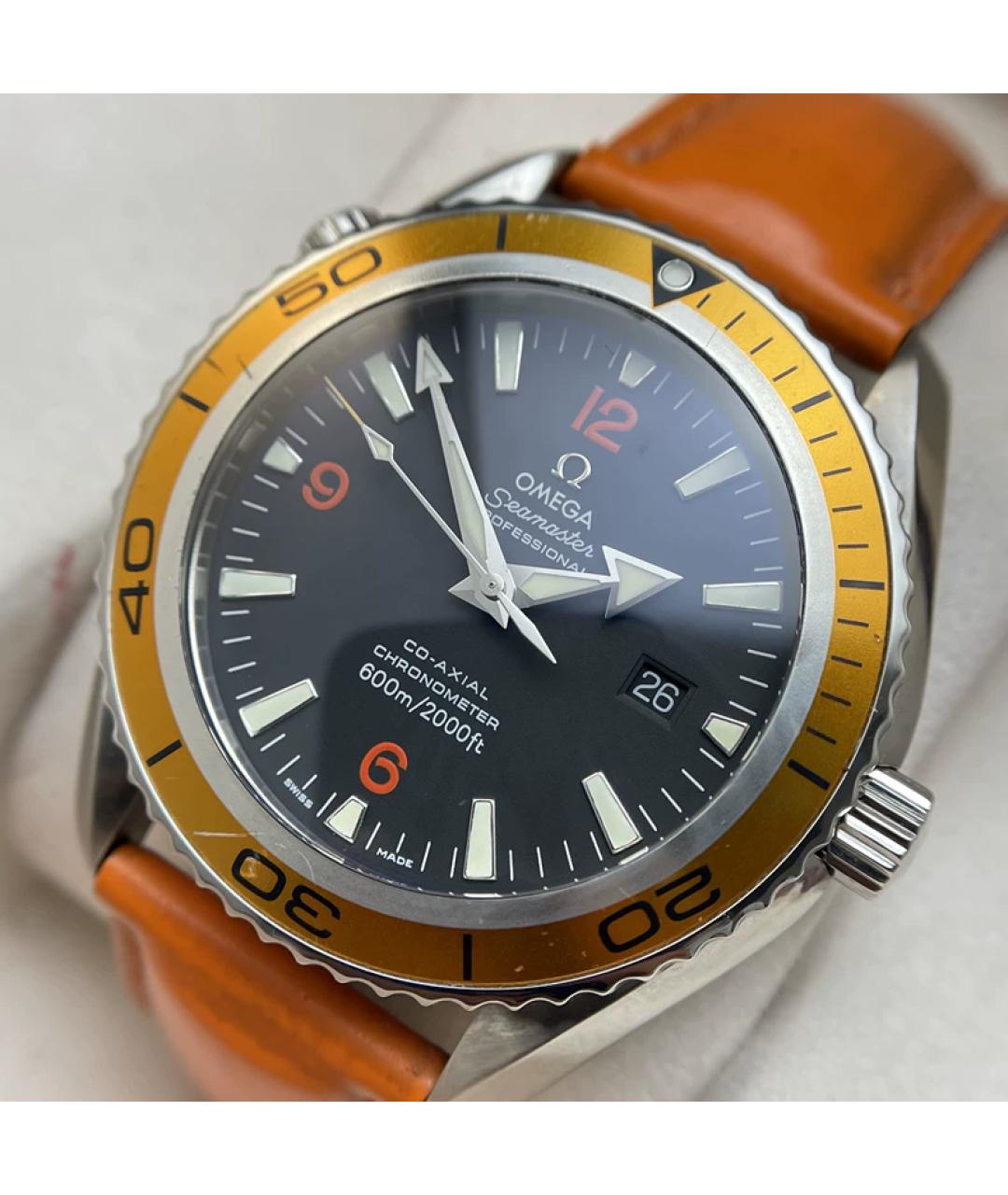 OMEGA Оранжевое металлические часы, фото 2