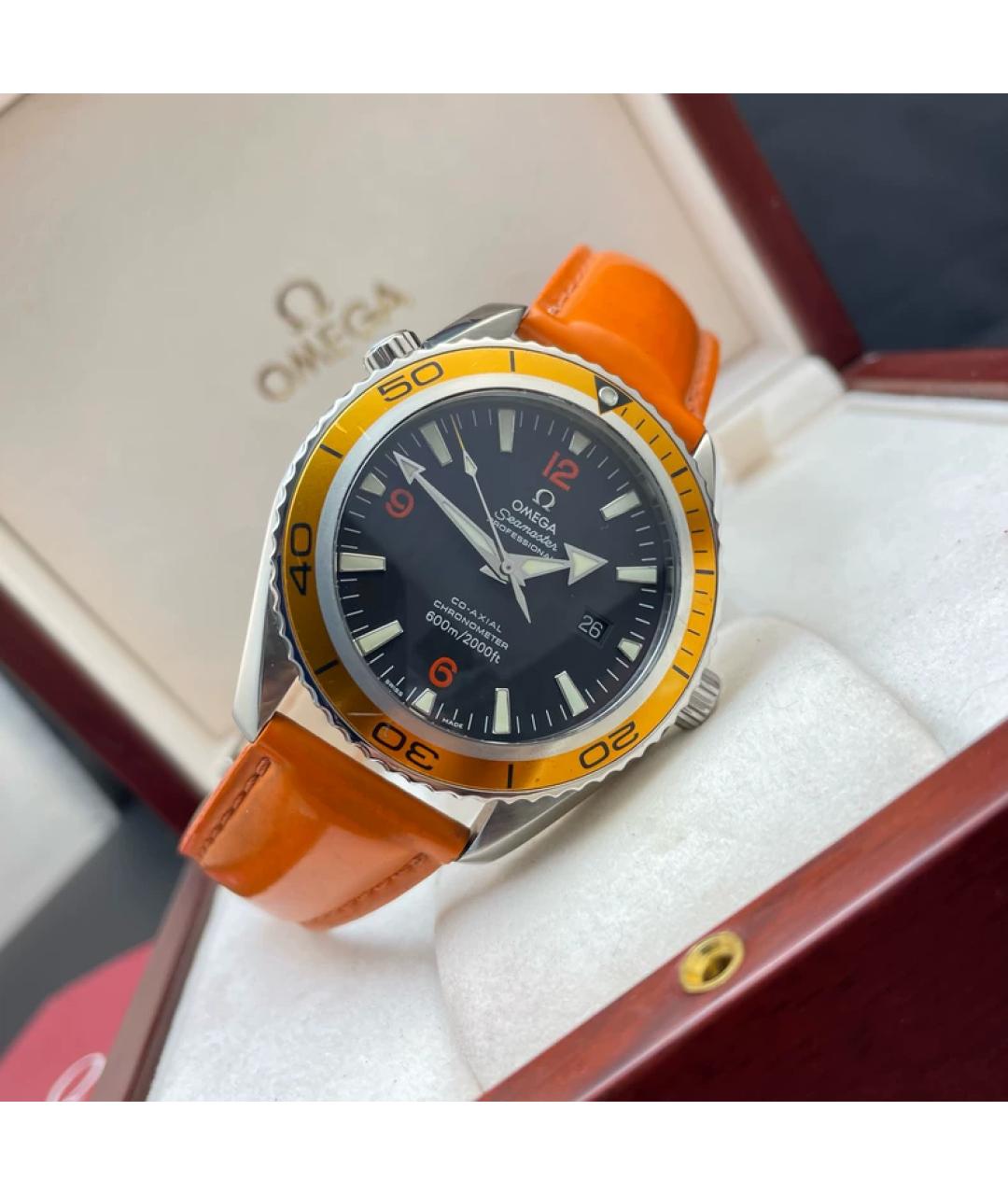 OMEGA Оранжевое металлические часы, фото 6