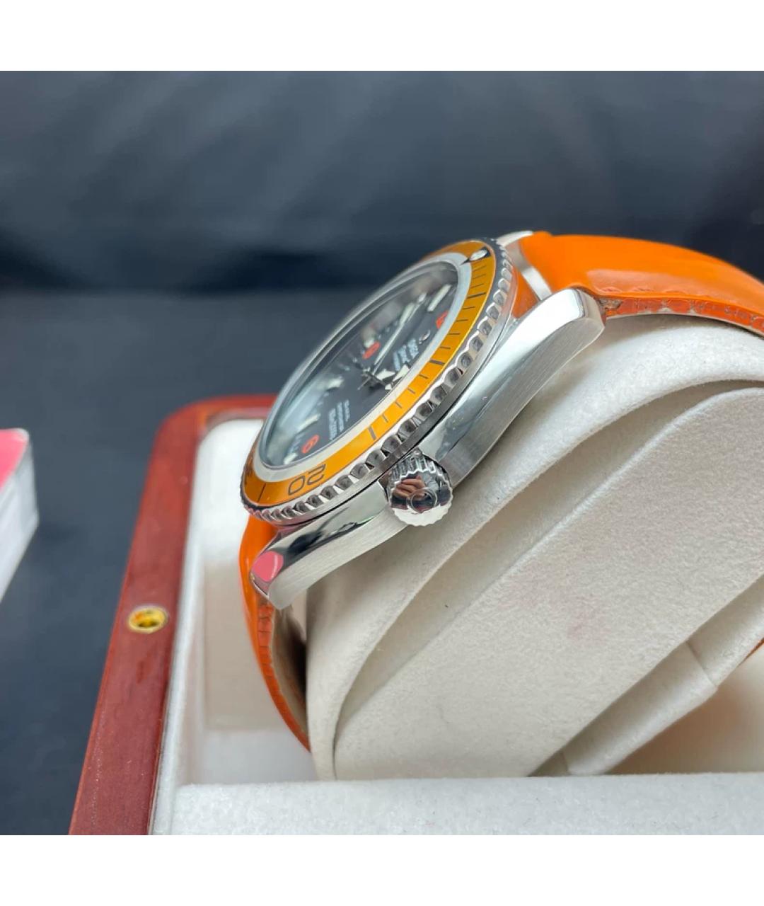 OMEGA Оранжевое металлические часы, фото 4