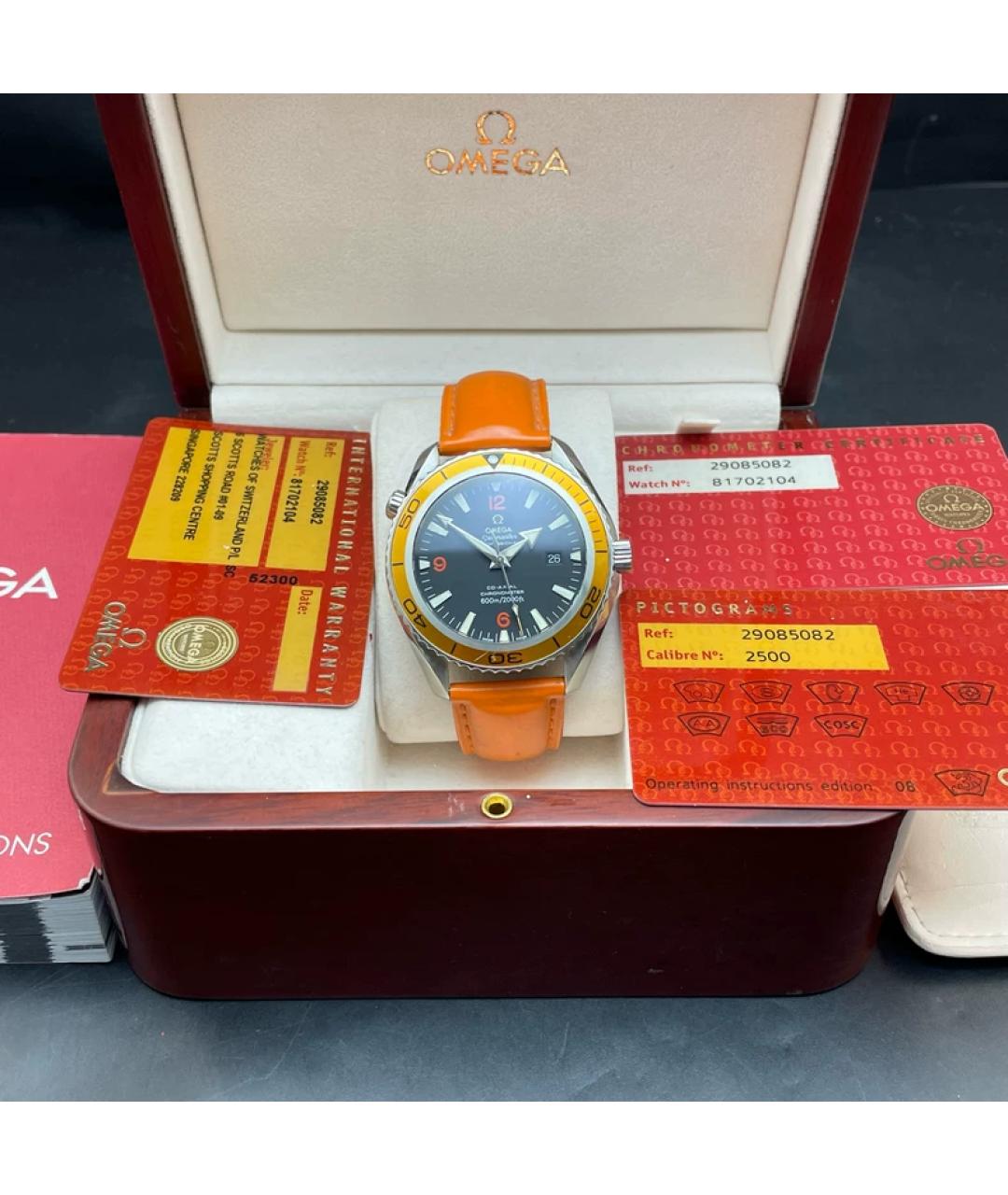 OMEGA Оранжевое металлические часы, фото 9