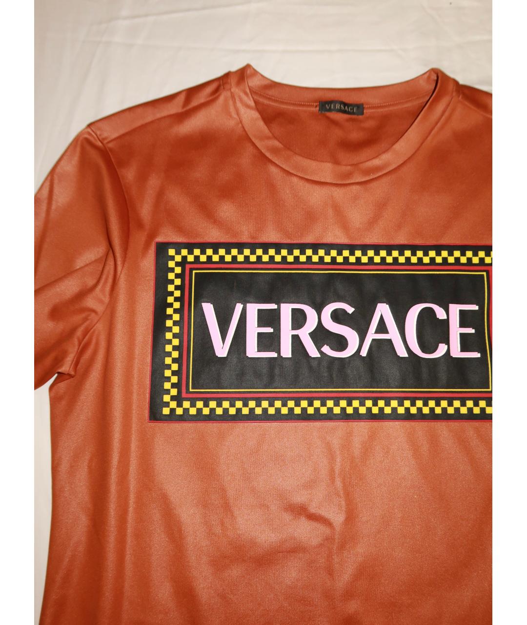 VERSACE Коричневая полиэстеровая футболка, фото 6
