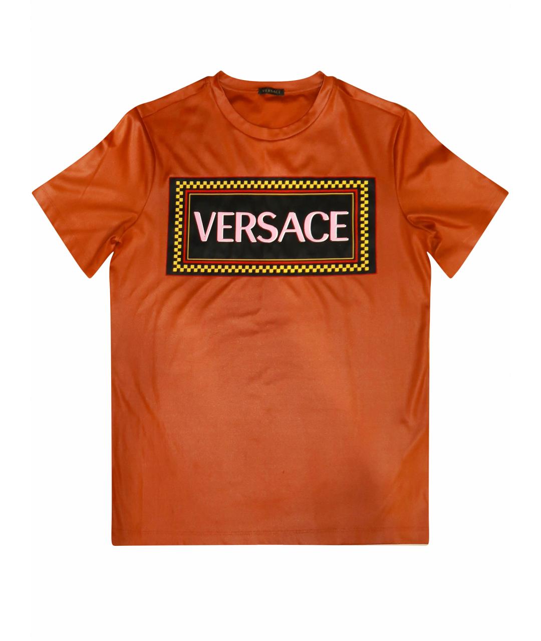 VERSACE Коричневая полиэстеровая футболка, фото 1