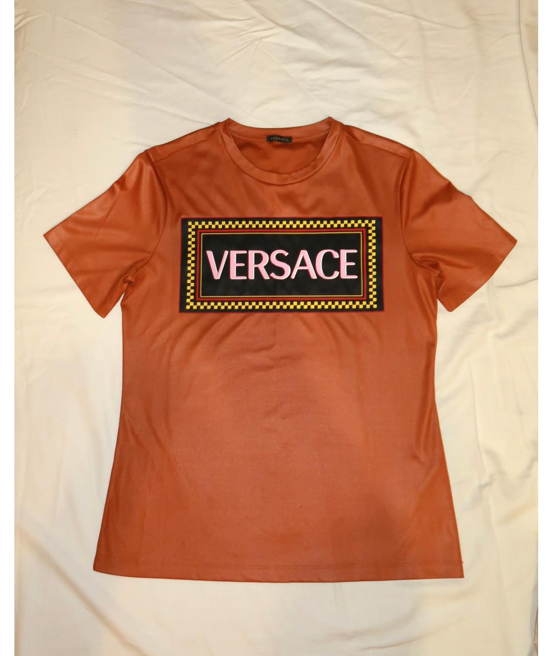 VERSACE Коричневая полиэстеровая футболка, фото 7