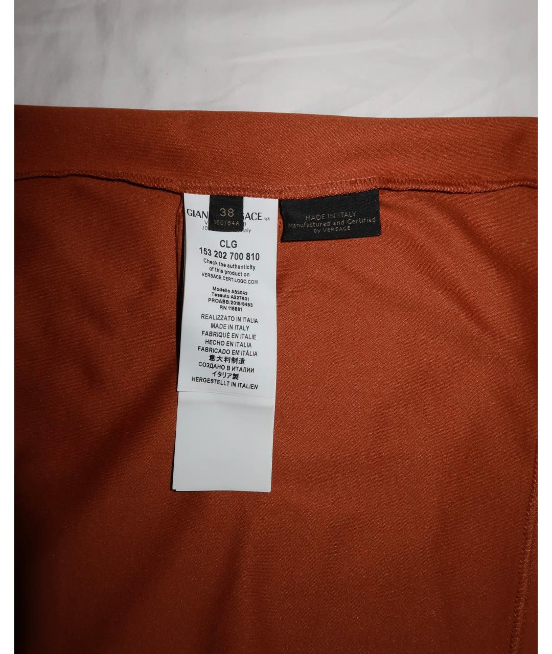 VERSACE Коричневая полиэстеровая футболка, фото 5