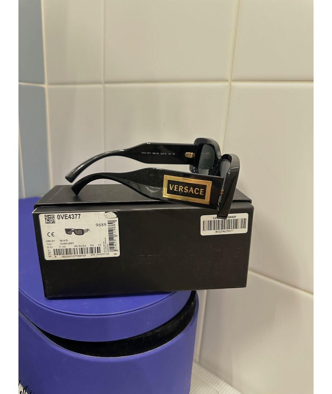 VERSACE Черные пластиковые солнцезащитные очки, фото 6