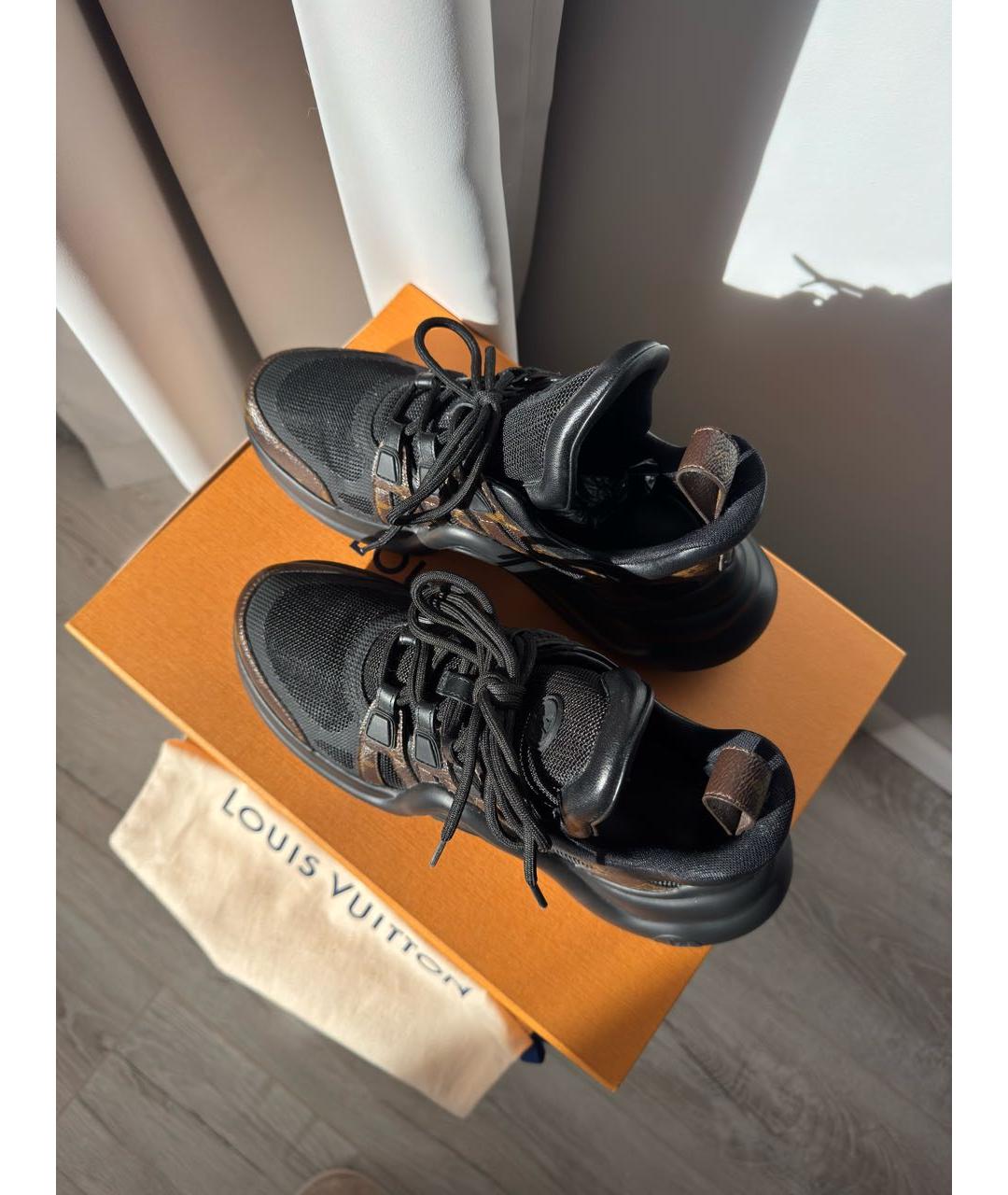LOUIS VUITTON Черные кожаные кроссовки, фото 5