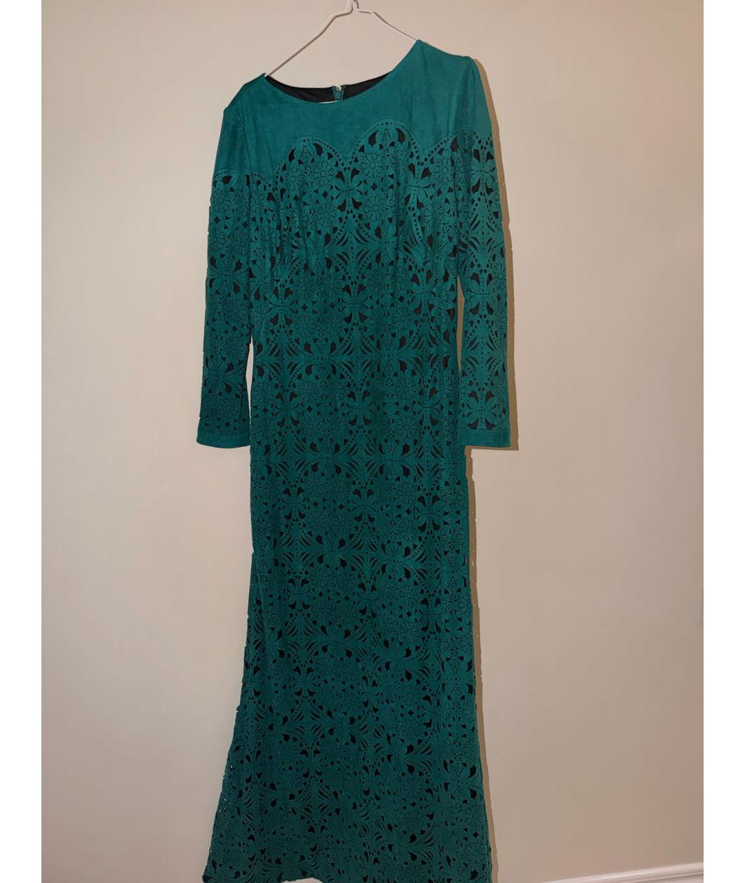 TADASHI SHOJI Зеленые замшевое вечернее платье, фото 5