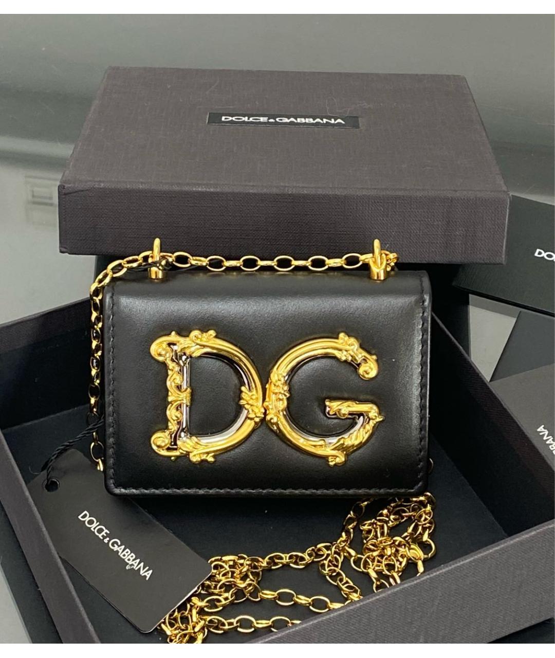 DOLCE&GABBANA Черная кожаная сумка через плечо, фото 5