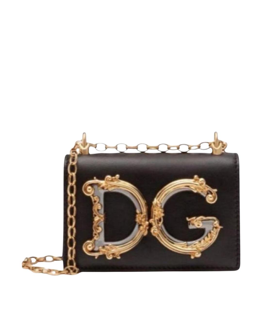 DOLCE&GABBANA Черная кожаная сумка через плечо, фото 1