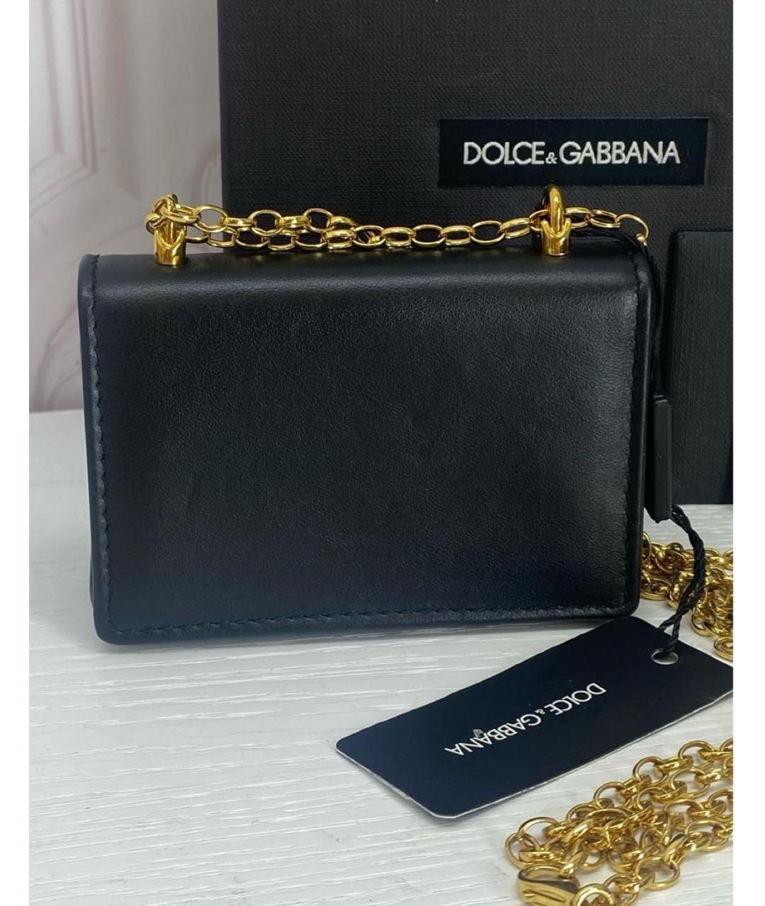 DOLCE&GABBANA Черная кожаная сумка через плечо, фото 2