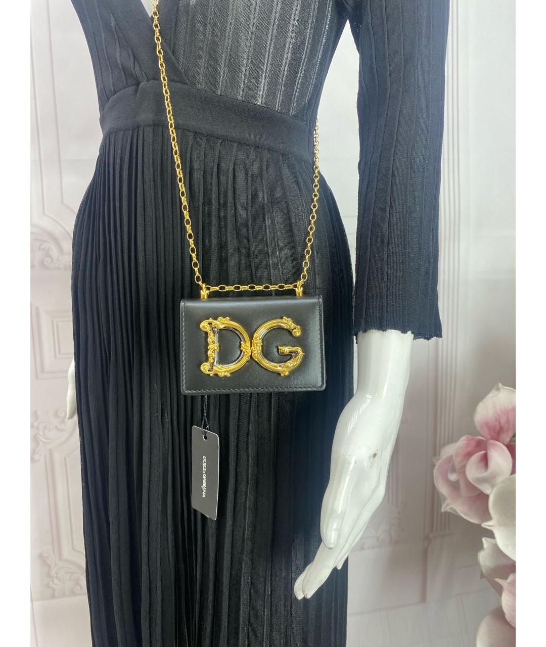 DOLCE&GABBANA Черная кожаная сумка через плечо, фото 4