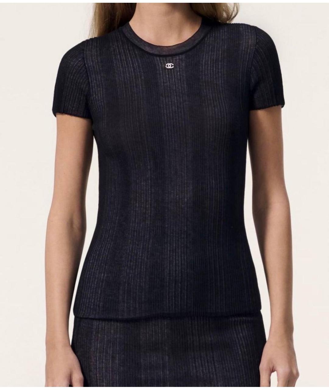 CHANEL Черная хлопковая футболка, фото 3