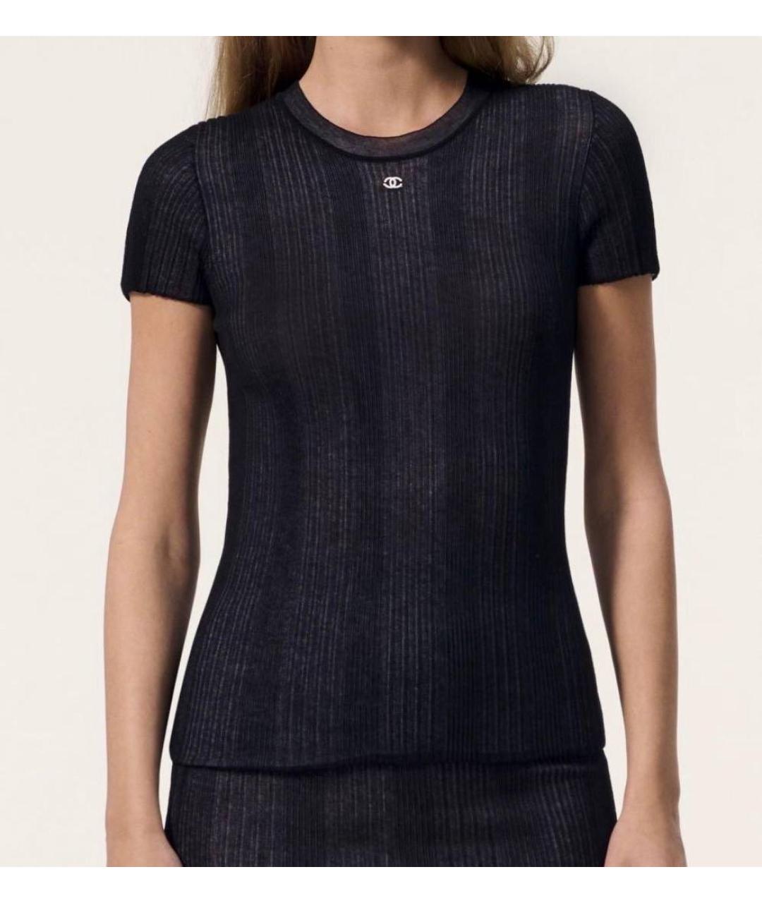 CHANEL Черная хлопковая футболка, фото 2