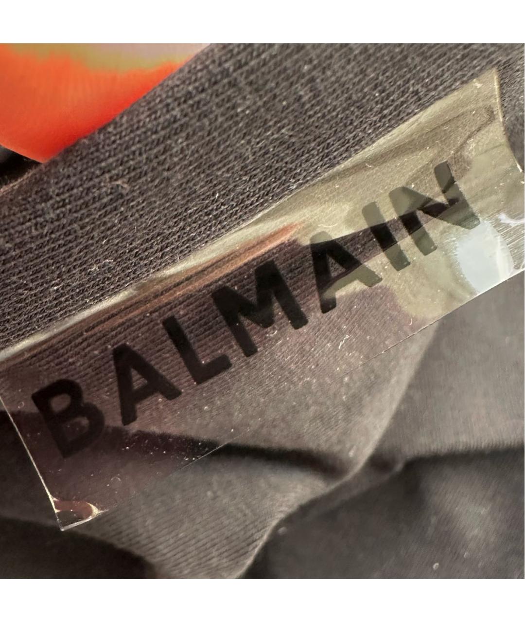 BALMAIN Черная хлопковая футболка, фото 4