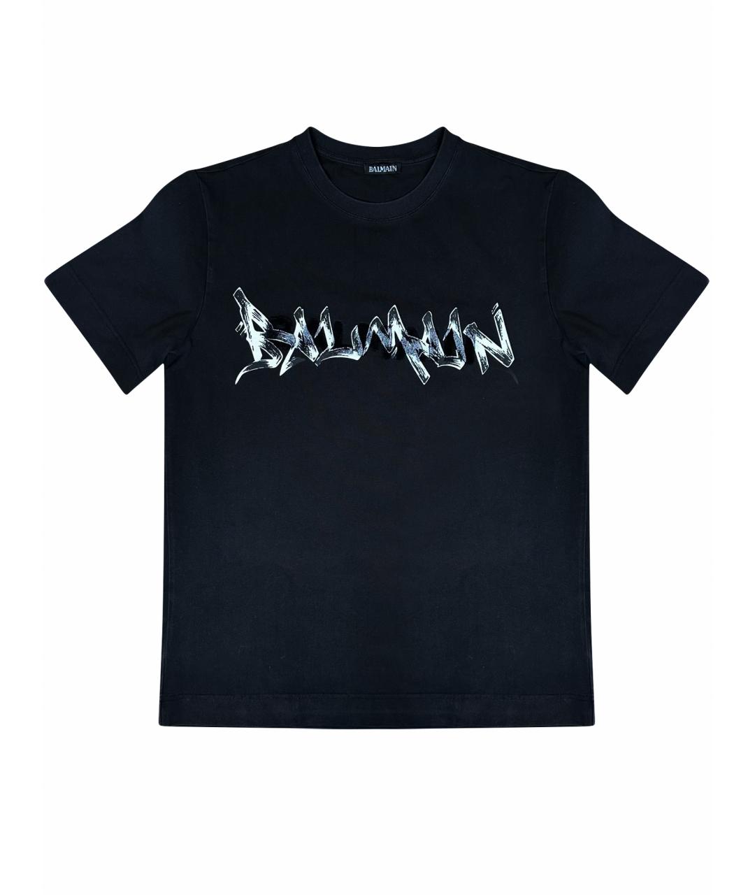 BALMAIN Черная хлопковая футболка, фото 1