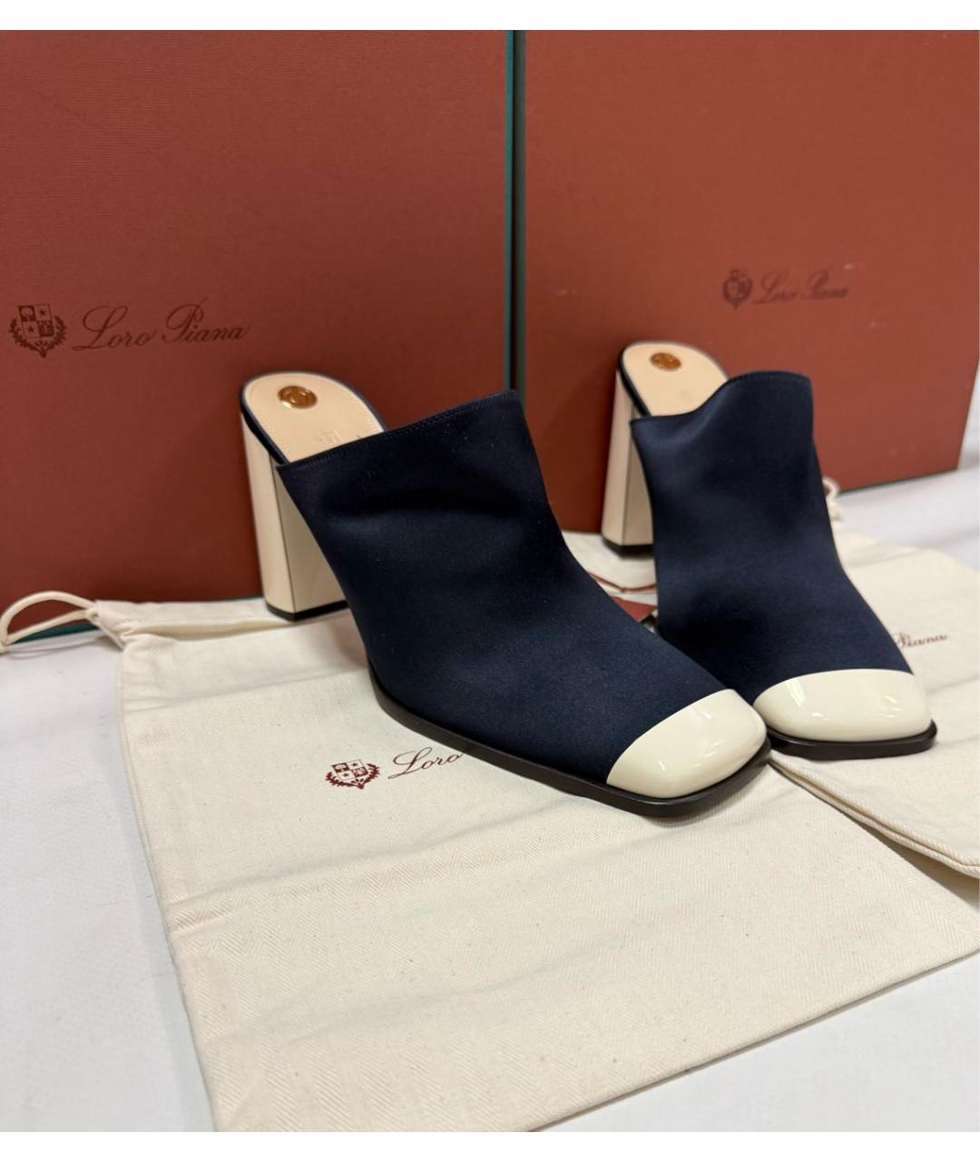 LORO PIANA Синие мюли, фото 2