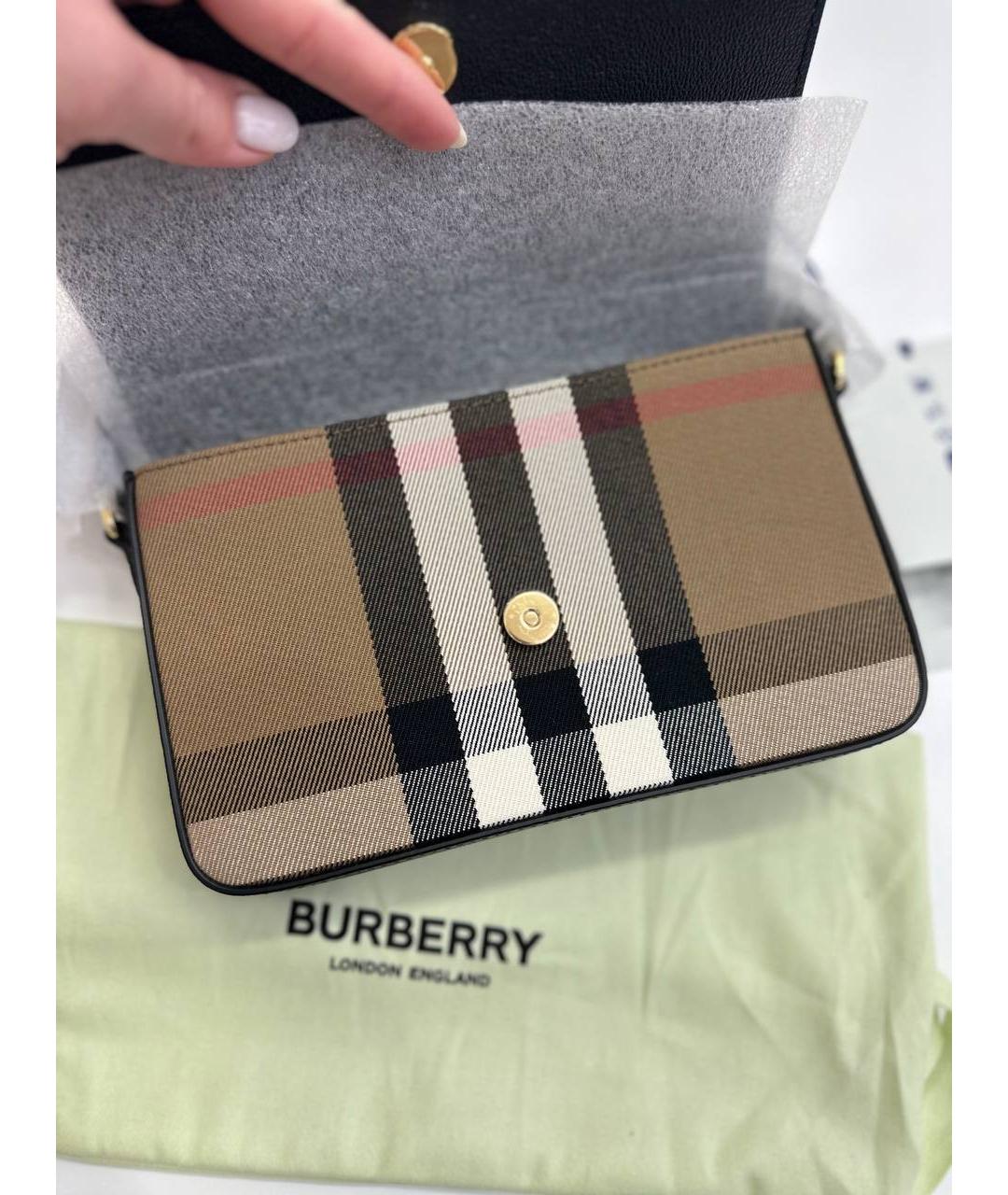 BURBERRY Черная кожаная сумка через плечо, фото 4