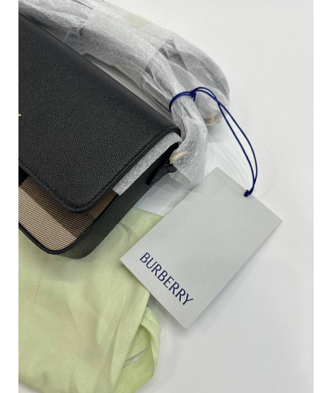 BURBERRY Черная кожаная сумка через плечо, фото 6