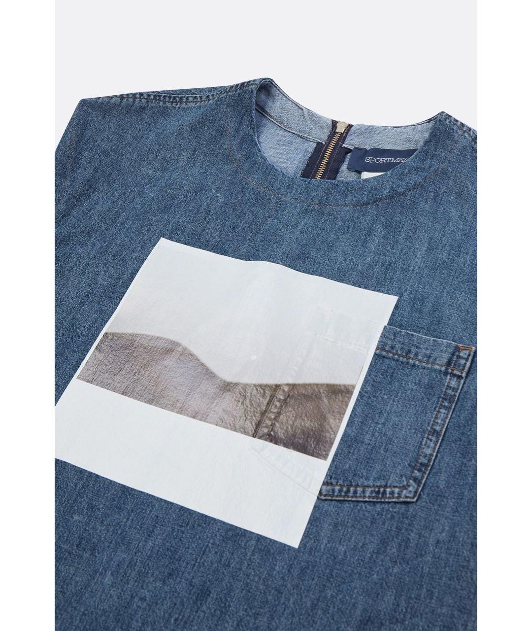 SPORTMAX Синяя деним футболка, фото 2
