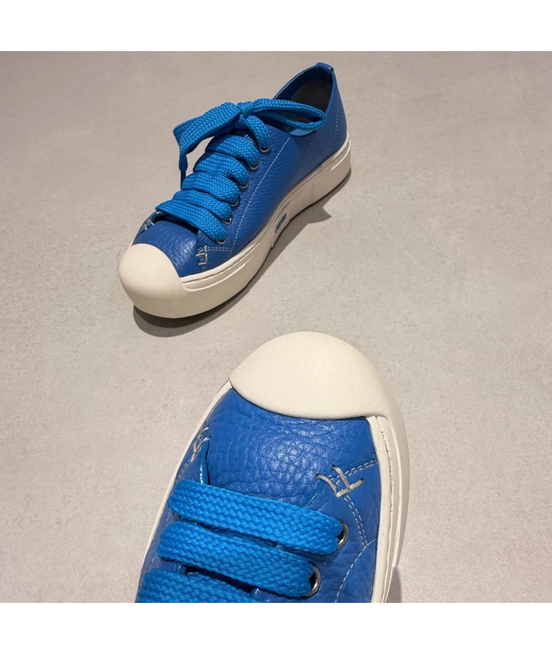 FENDI Голубые кожаные кеды, фото 8