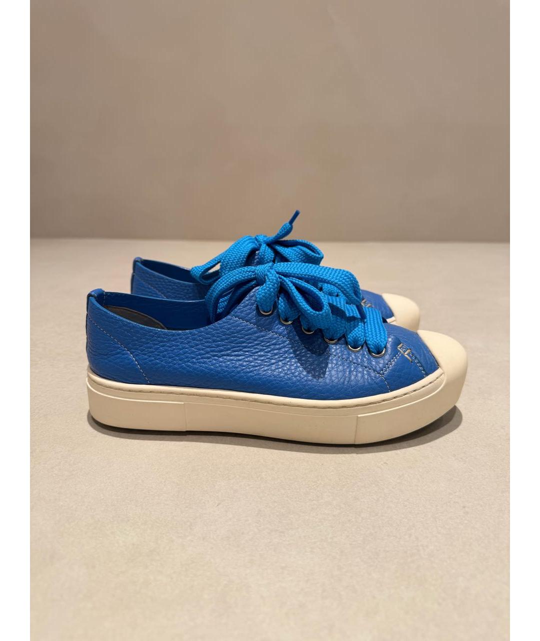 FENDI Голубые кожаные кеды, фото 5