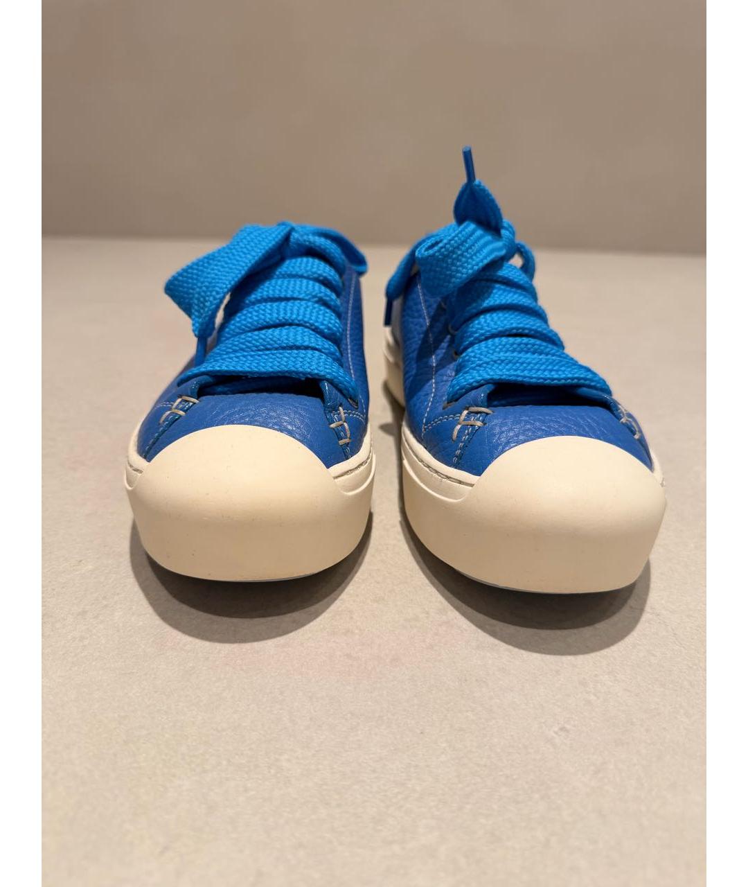 FENDI Голубые кожаные кеды, фото 7