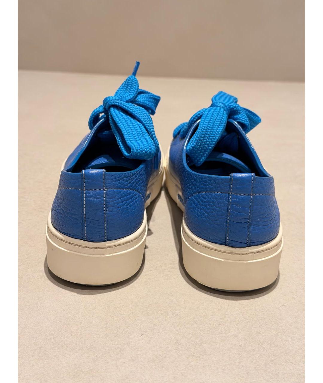 FENDI Голубые кожаные кеды, фото 6