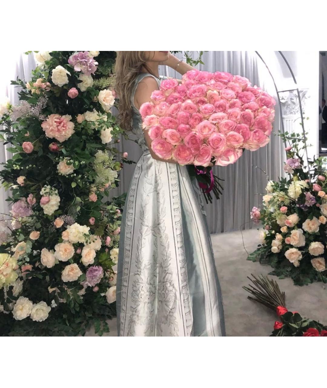 ALBERTA FERRETTI Мульти атласное вечернее платье, фото 3