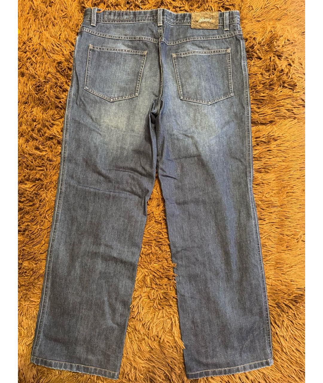 BRIONI Синие хлопковые прямые джинсы, фото 7