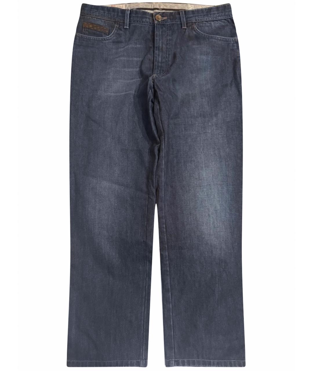 BRIONI Синие хлопковые прямые джинсы, фото 1