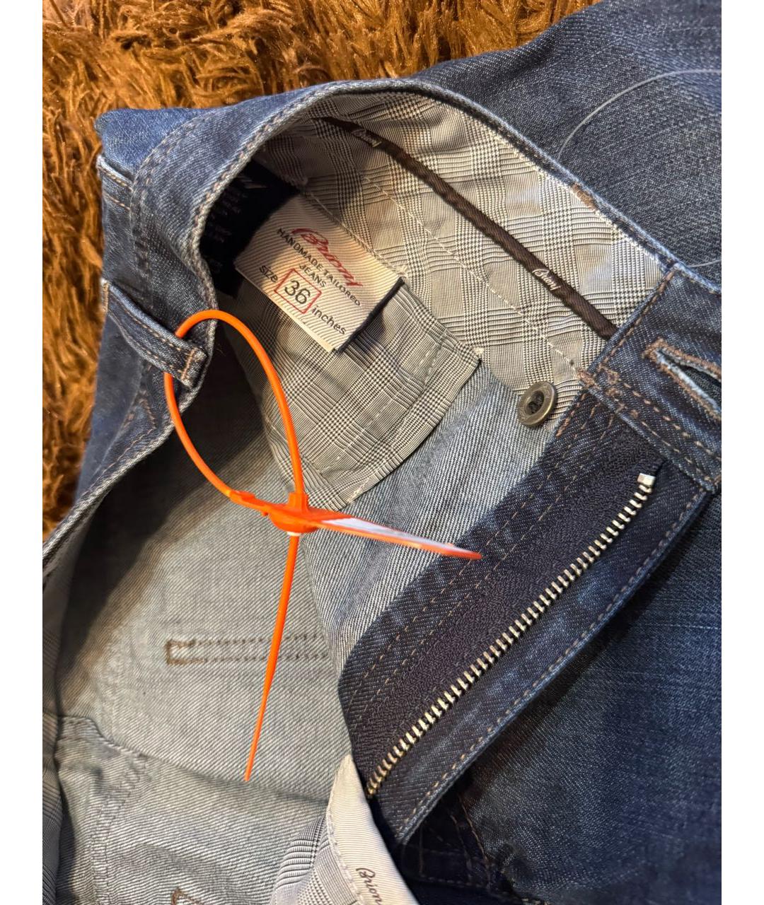 BRIONI Синие хлопковые прямые джинсы, фото 8