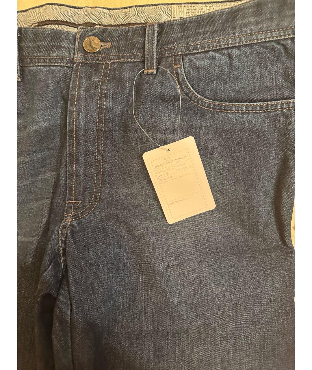 BRIONI Синие хлопковые прямые джинсы, фото 4