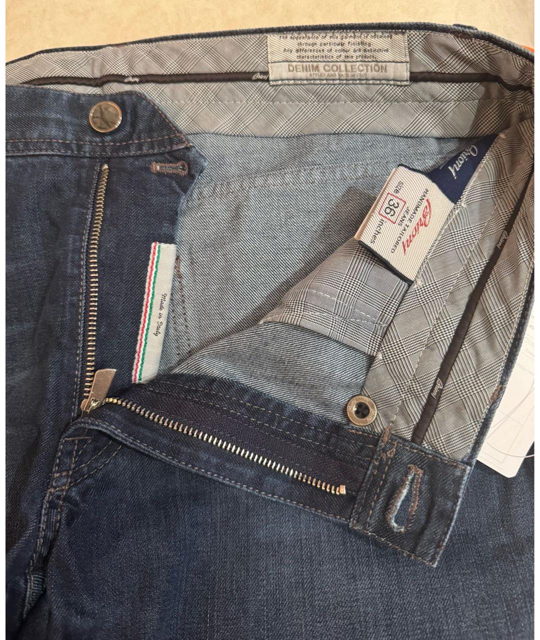BRIONI Синие хлопковые прямые джинсы, фото 5