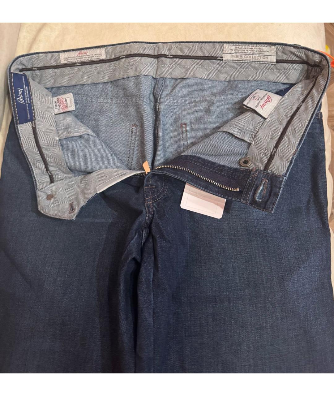 BRIONI Синие хлопковые прямые джинсы, фото 3