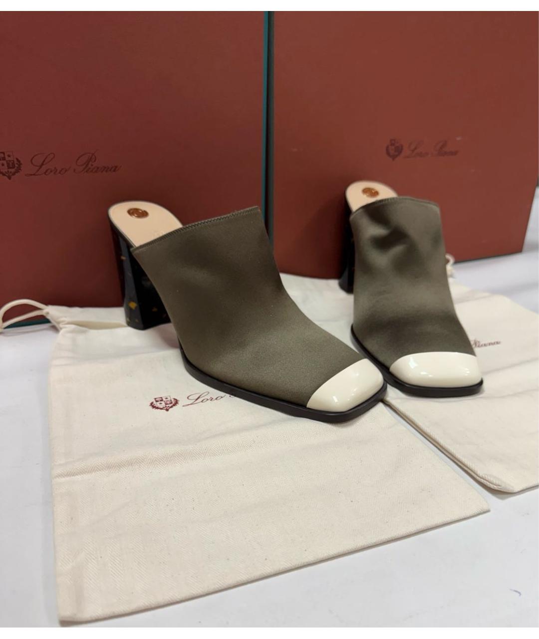 LORO PIANA Зеленые мюли, фото 8