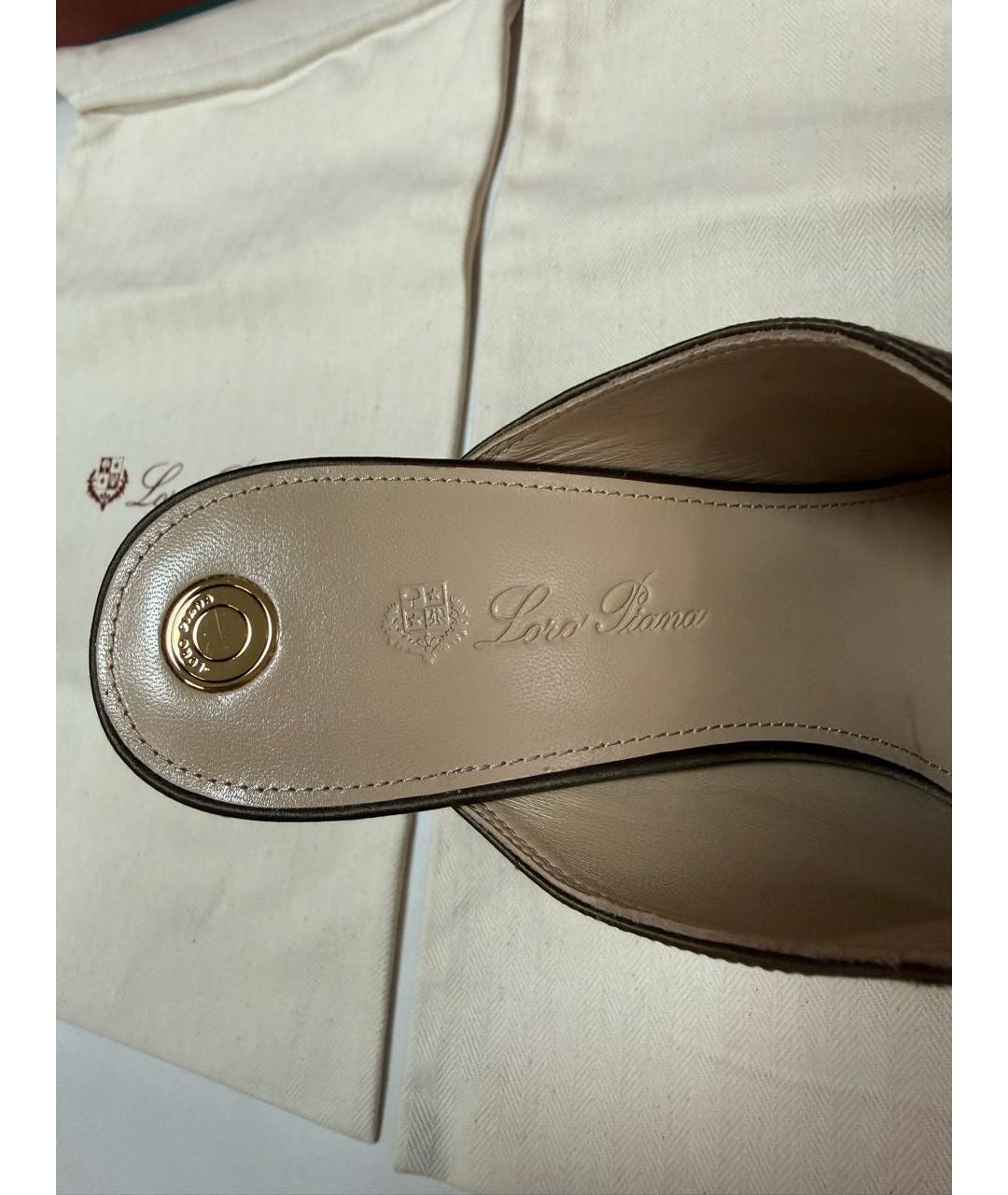 LORO PIANA Зеленые мюли, фото 3