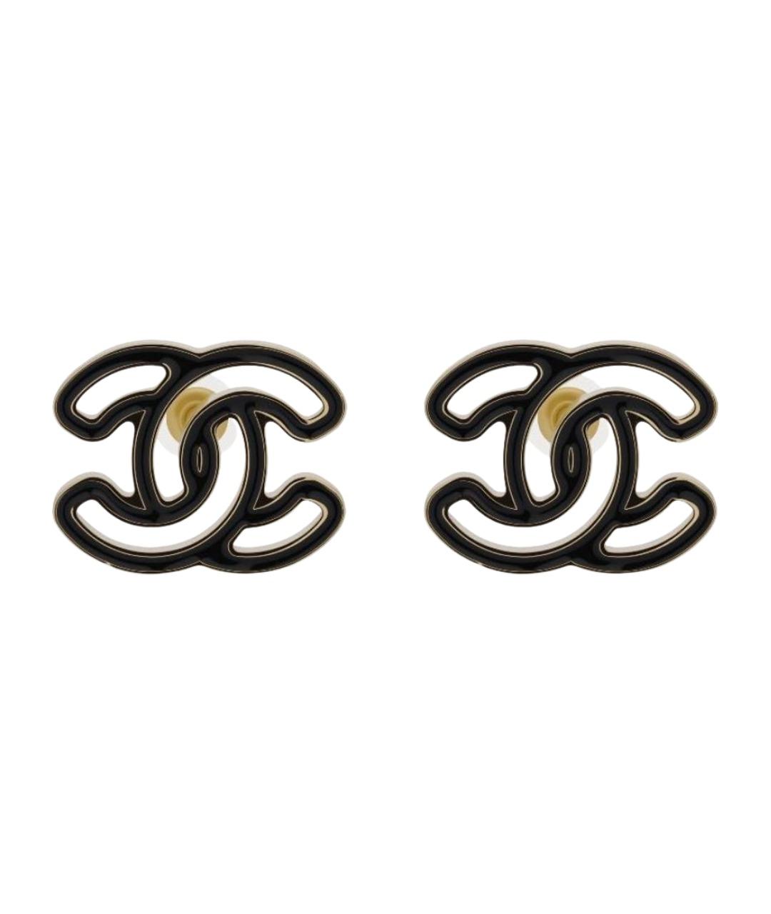 CHANEL Черные металлические серьги, фото 1