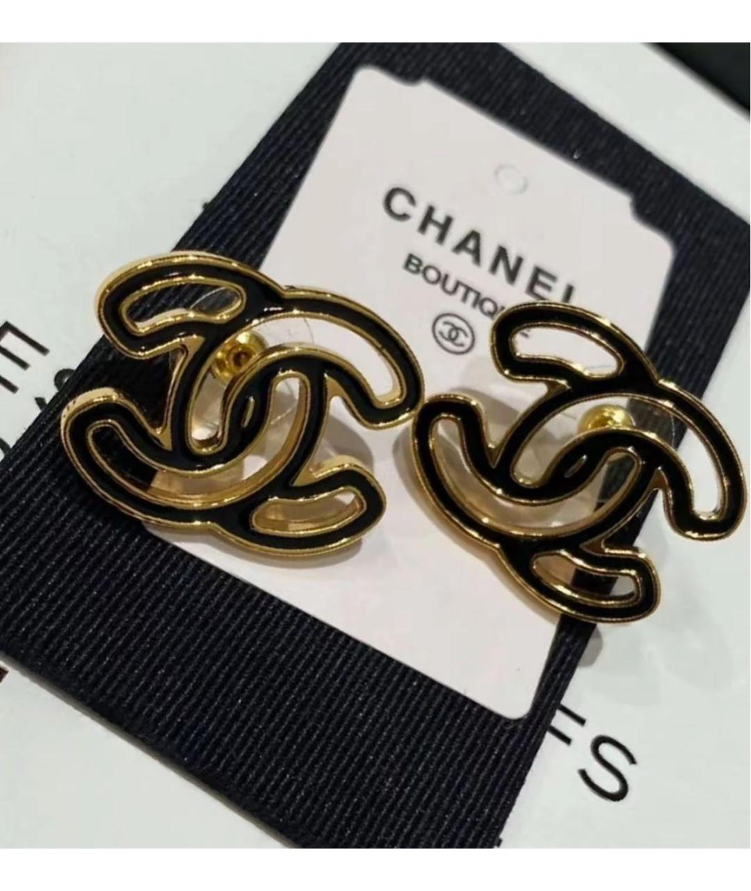 CHANEL Черные металлические серьги, фото 3