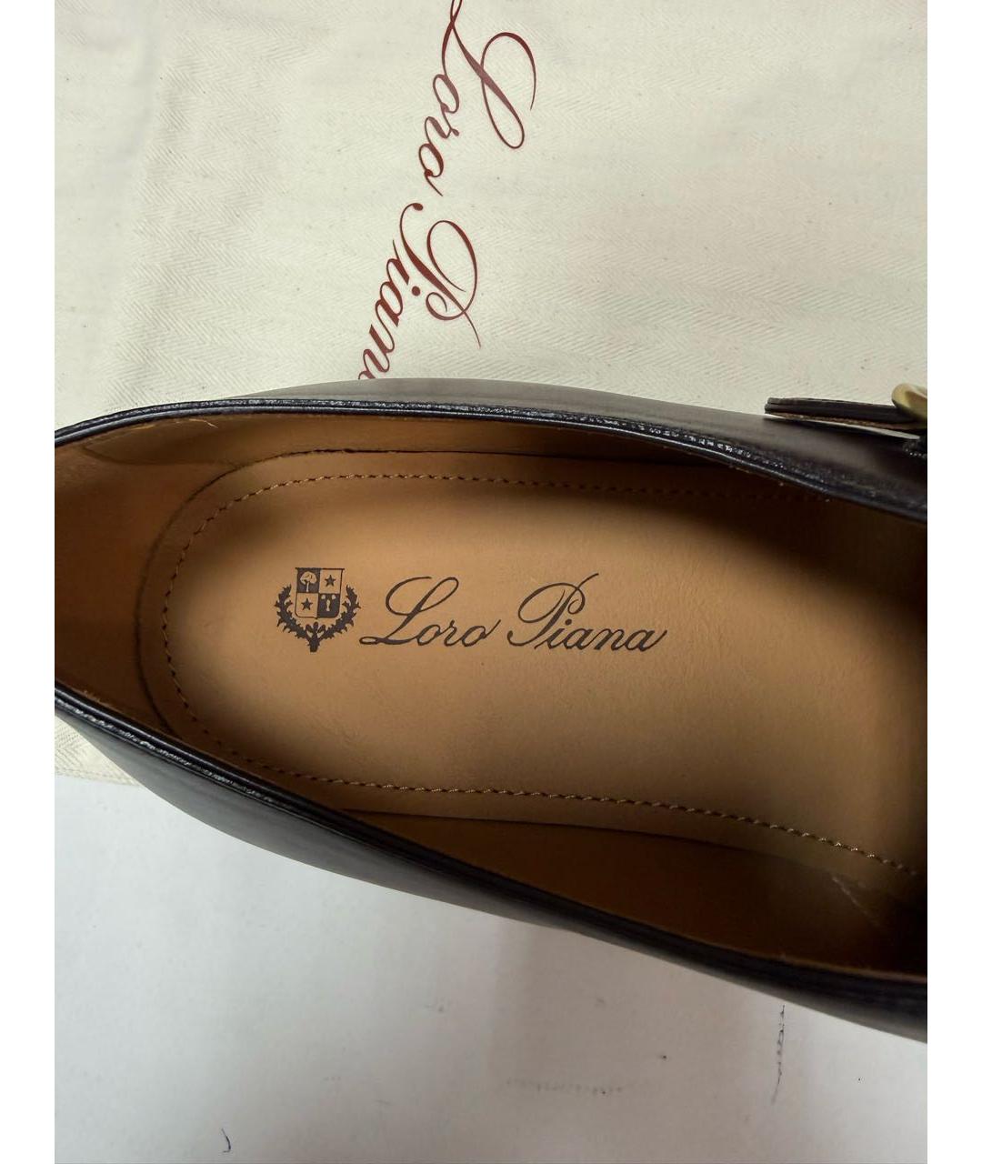 LORO PIANA Коричневые кожаные лоферы, фото 4