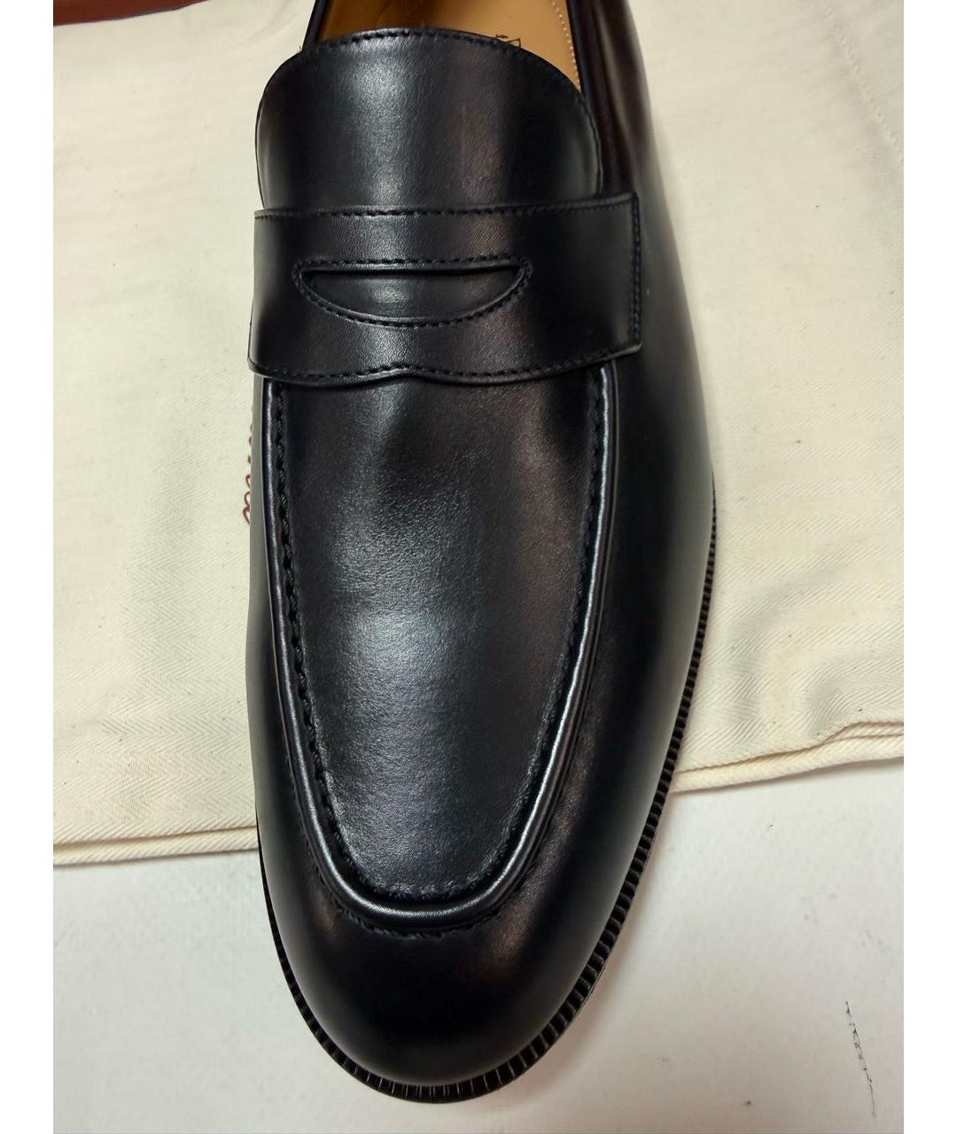 LORO PIANA Синие кожаные лоферы, фото 3