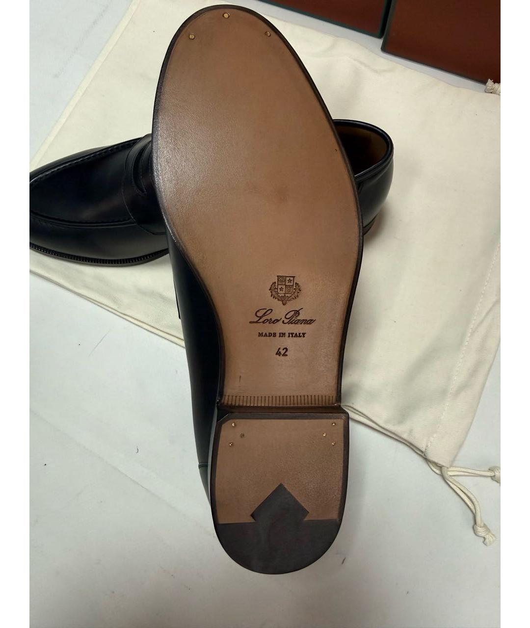 LORO PIANA Синие кожаные лоферы, фото 6