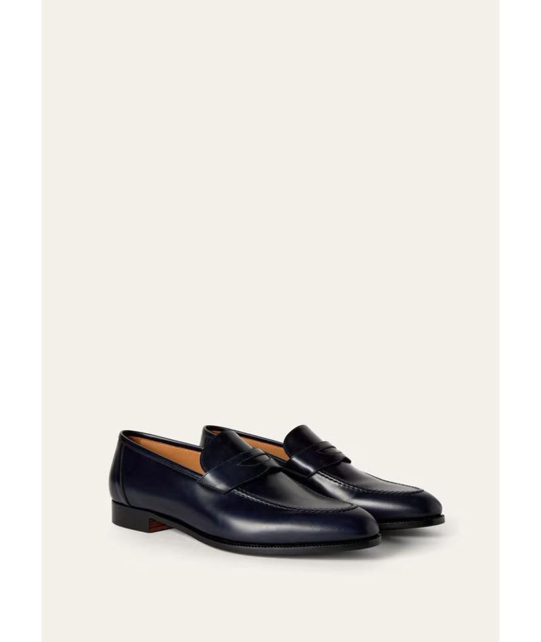 LORO PIANA Синие кожаные лоферы, фото 7