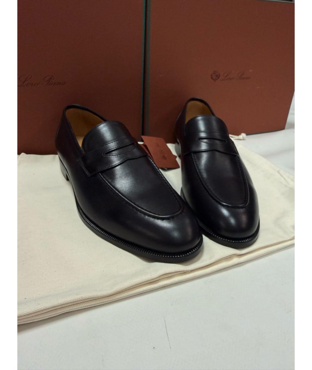 LORO PIANA Синие кожаные лоферы, фото 2